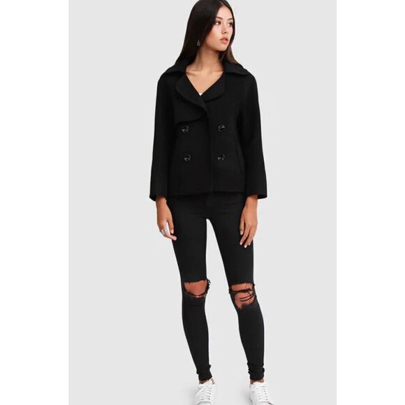 Belle & Bloom I'm Yours Wool Blend Peacoat Black Nwot - Picture 1 of 9
